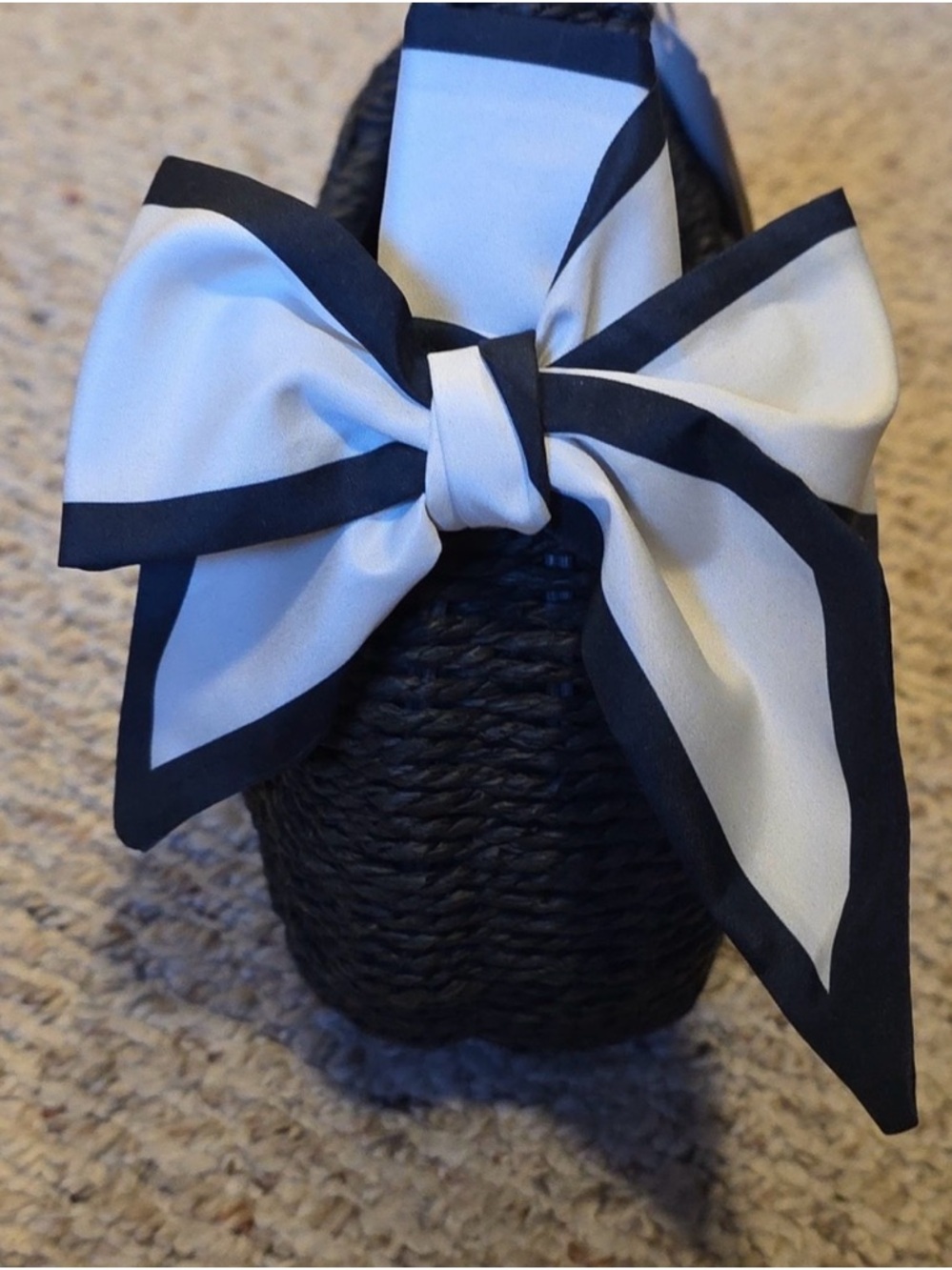 A New Day Black Woven Mini Bag Bow Detail Top Handle Purse NWT in bag - Picture 4 of 11